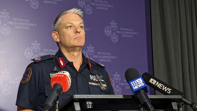 NT Police Assistant Commissioner Travis Wurst speaking about youth crime in Darwin's northern suburbs and in Katherine, April 2, 2024. Picture: Alex Treacy