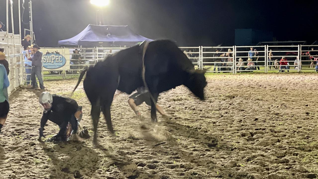 Action in the ring at the Sarina CRCA Rodeo. Photo: Janessa Ekert