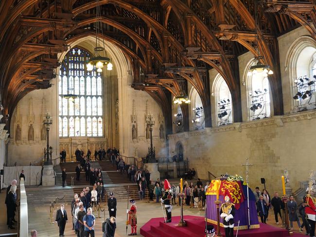 The Queen lies in state at Westminster Hall. Picture: Getty Images.