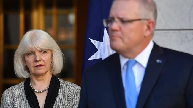 National Mental Health Commission CEO Ms Christine Morgan with Prime Minister Scott Morrison.