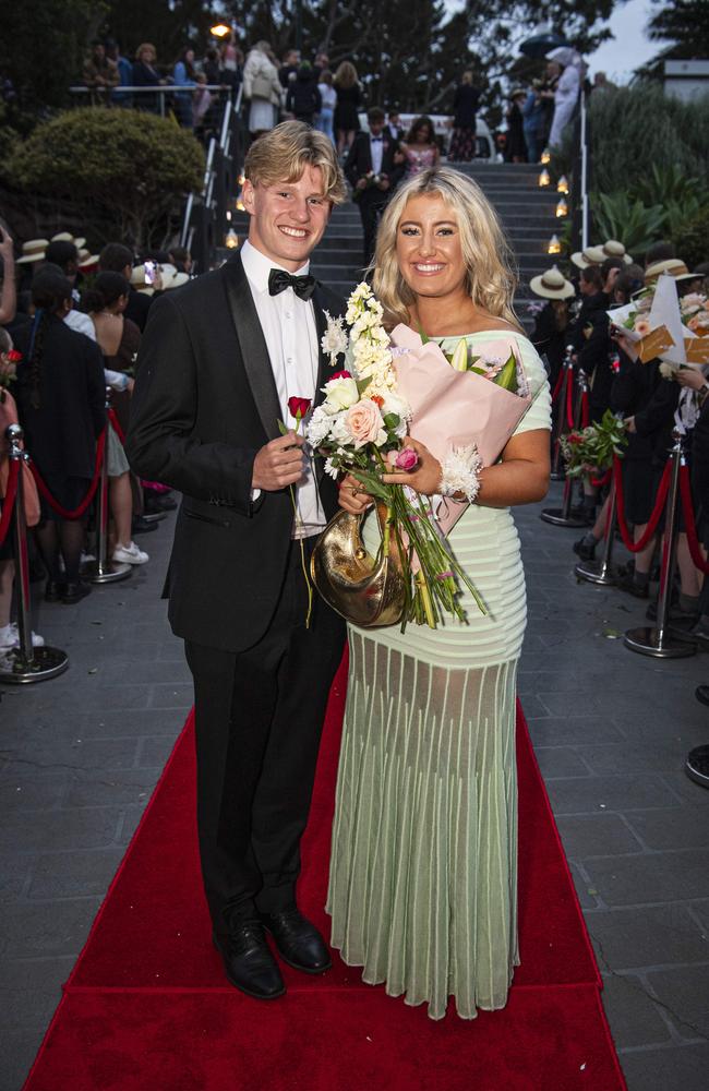 Scarlett Martin and partner Campbell Winter arrive at The Glennie School formal at Picnic Point, Thursday, September 12, 2024. Picture: Kevin Farmer