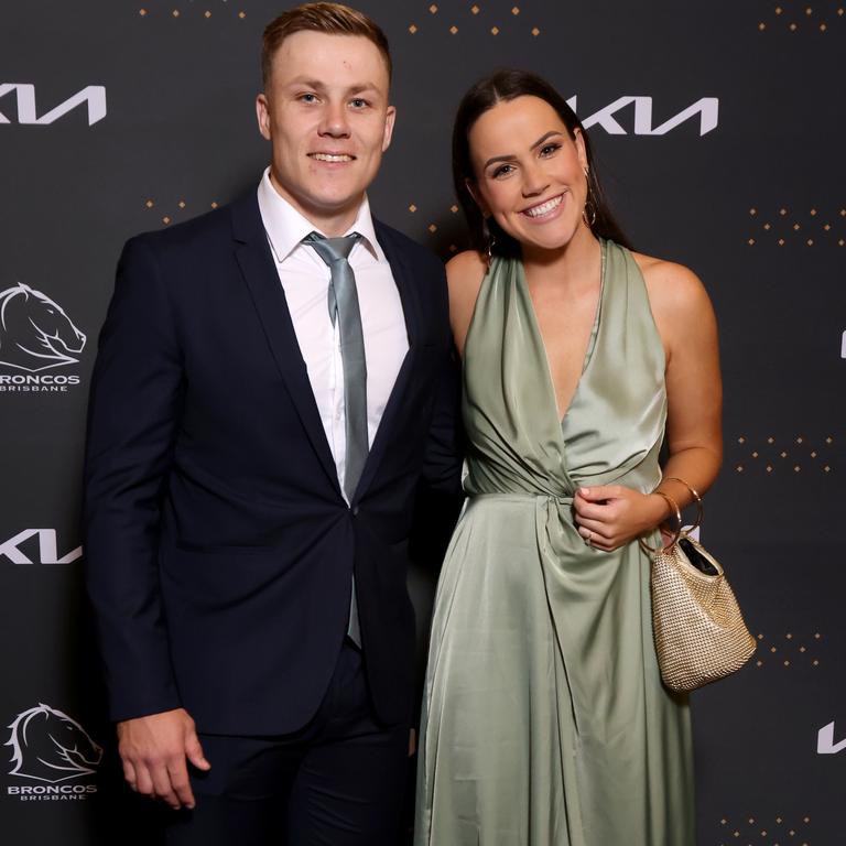 Billy Walters with Rachel Ownsworth, at the Broncos Awards night. Picture: Steve Pohlner