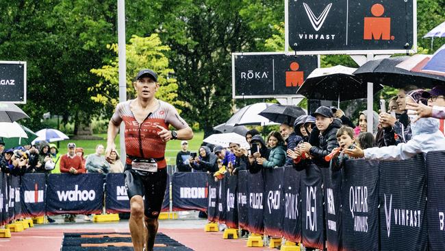 Tasmanian triathlete Cameron Wurf comes third in the Ironman 70.3 Tasmania in Hobart on Sunday 4th February 2024. Picture: Linda Higginson