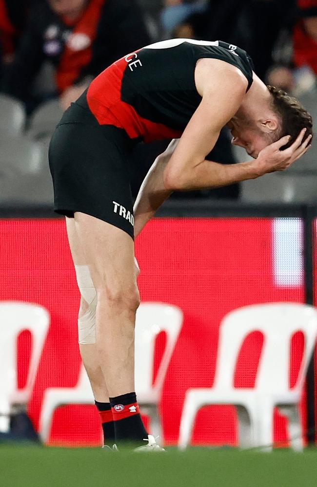 Nik Cox hangs his head. Picture: Michael Willson/AFL Photos