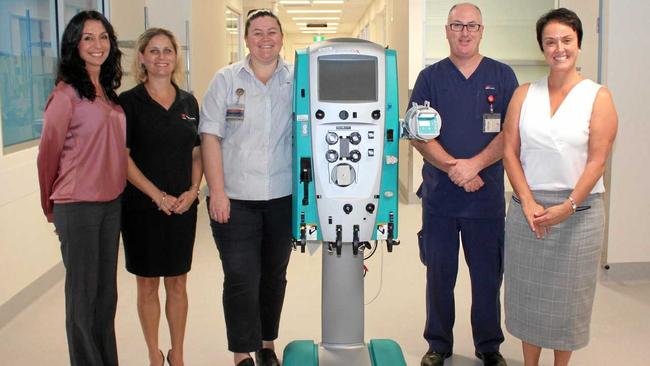 CHHC Intensive Care Unit's Nicole Pymont and Anthony Searle with the $60,000 Prismaflex and Pink Silks Committee members Stacy Jessup, Alison Blanshard and (right) Chair Tanya Johnson. Picture: Lynn Lelean