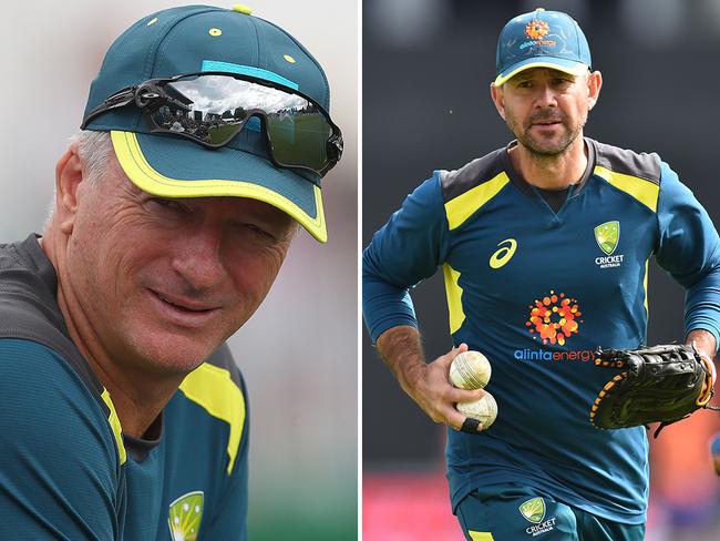 Former captains Steve Waugh (left) and Ricky Ponting have played crucial behind-the-scenes roles in Australia's 2019 Ashes campaign. Pictures: Agencies