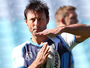 SYDNEY, AUSTRALIA - JUNE 17:  Laurie Daley calls time during a New South Wales Blues State of Origin training session at ANZ Stadium on June 17, 2014 in Sydney, Australia.  (Photo by Renee McKay/Getty Images)