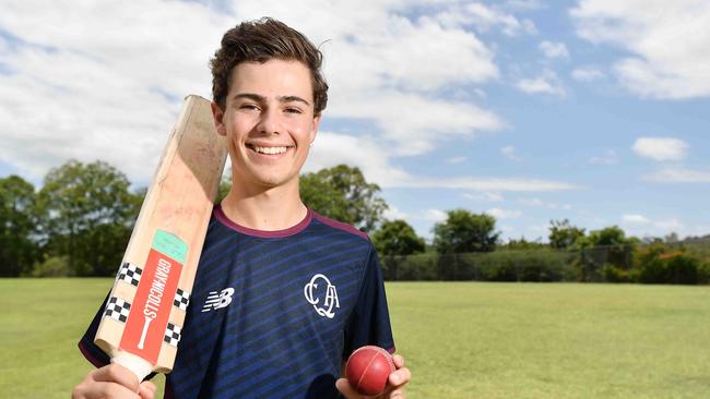 Junior Sunshine Coast teenager Alex Procopis who has been selected to represent Queensland at the National Cricket Championships. Picture: Patrick Woods.