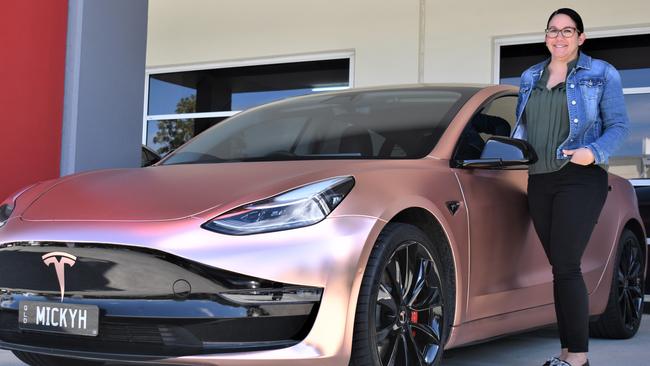 Micky Hasted and her husband bought an electric car last year and say it's zippy, low-maintenance and quick to charge. Photo: Ebony Graveur