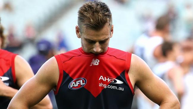 Dom Tyson has been in and out of Melbourne’s senior side. Picture: Wayne Ludbey