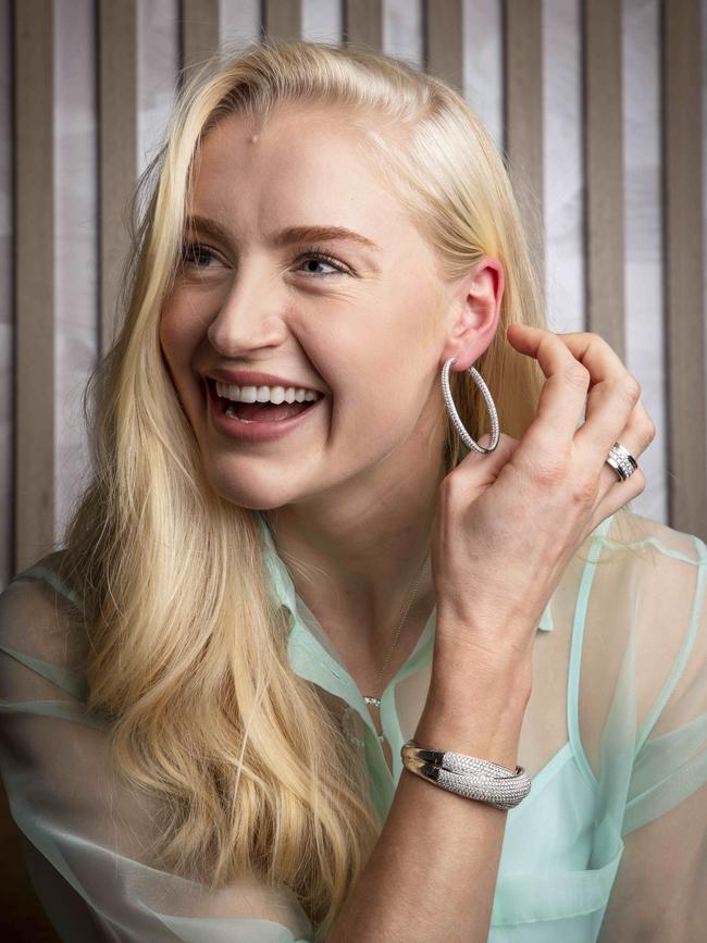 Shine bright like a Diamond: netballer Jo Weston sparkles in Anton jewellery. Picture: Nicole Cleary