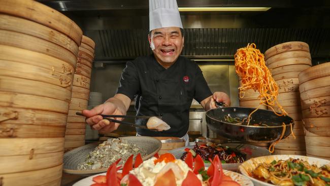 A hawkers hall will feature in the New Chinatown development. Pictured is chef Qingyuan Xie at Man Tong Kitchen at Crown. Picture: Alex Coppel