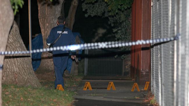 The murder scene outside Condello’s East Brighton home.