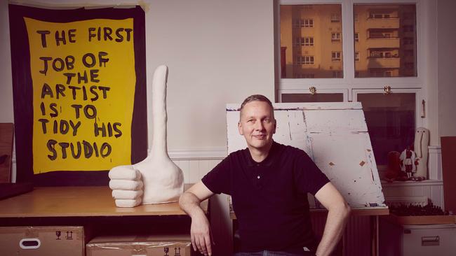 Artist David Shrigley in his Brighton studio. Picture: Mark Cocksedge