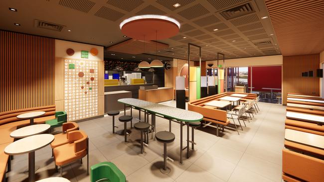 Renders of the new interior for McDonald's Minyama. Photo: DM2 Architecture