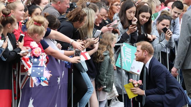 Prince Harry meets his fans. Picture: AAP