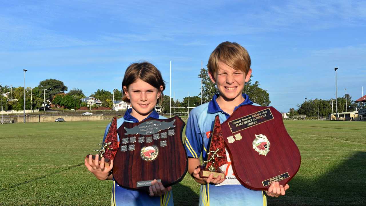 Shirley Van Vugt Shield for the female quiet achiever Rhiana McIntyre and Barton Family Shield for the mate quiet achiever Boaz Rogers. Picture: Bec Singh