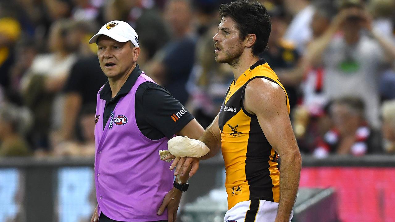 Isaac Smith hurt his hand against the Saints. Picture: Getty