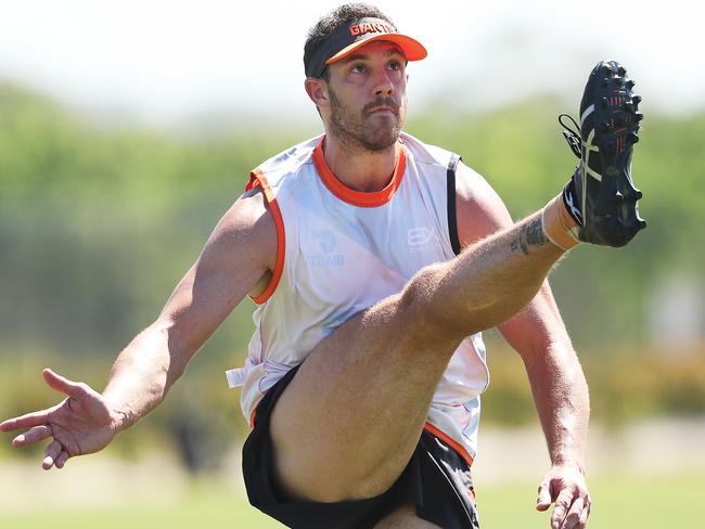 Shane Mumford back in training after signing up for season 2019. Picture: Phil Hillyard