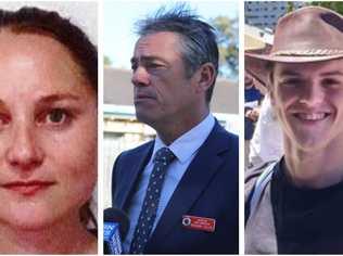 Missing woman Thea Liddle, Tweed Byron Police District crime manager Detective Chief Inspector Brendon Cullen and missing backpacker Theo Hayez.