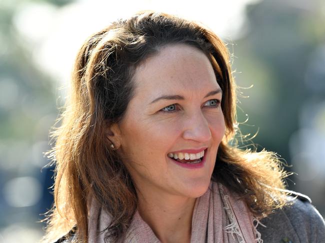 Liberal candidate for Mayo Georgina Downer is seen at the Basket Range Primary School at Basket Range, in the Adelaide Hills, Sunday, July 1, 2018. Julie Bishop is campaigning in the lead up to the Mayo by-election. (AAP Image/David Mariuz) NO ARCHIVING