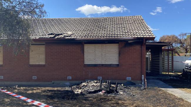 Annalise Madigan and son Blake’s home which was next to the property that went up in flames on Monday night. Picture: Todd Lewis