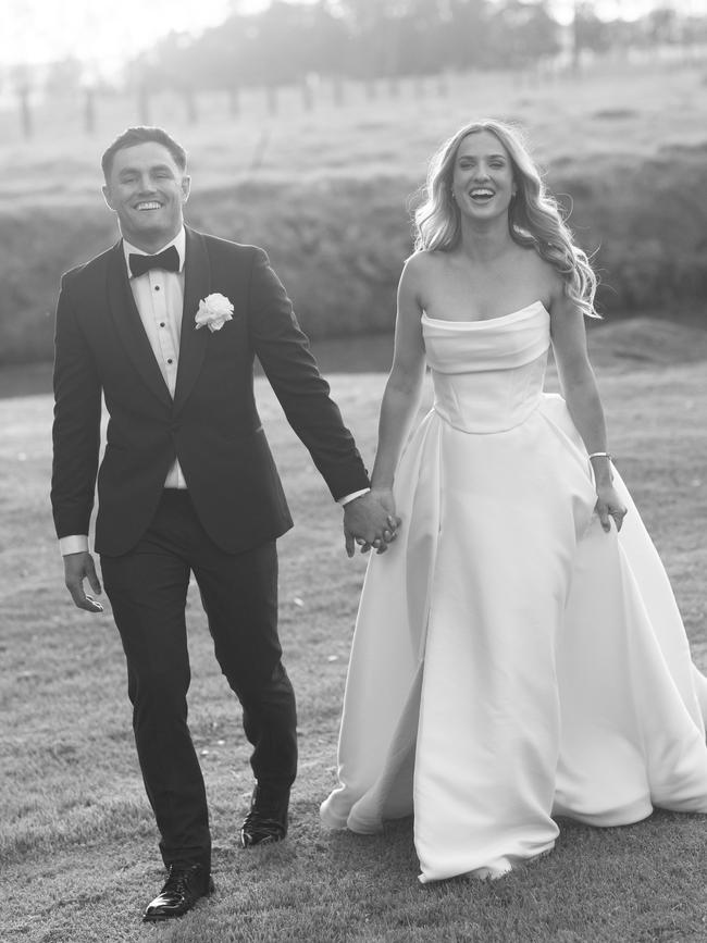 Dragons playmaker Kyle Flanagan with Caitlin Airey on their wedding day. Picture: Supplied