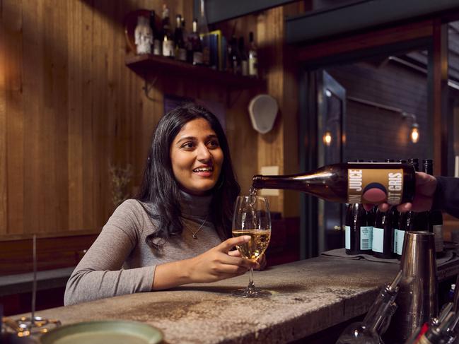 Karen Grace Prince on a friendship date at Pink Moon Saloon in Adelaide. Picture: Matt Loxton