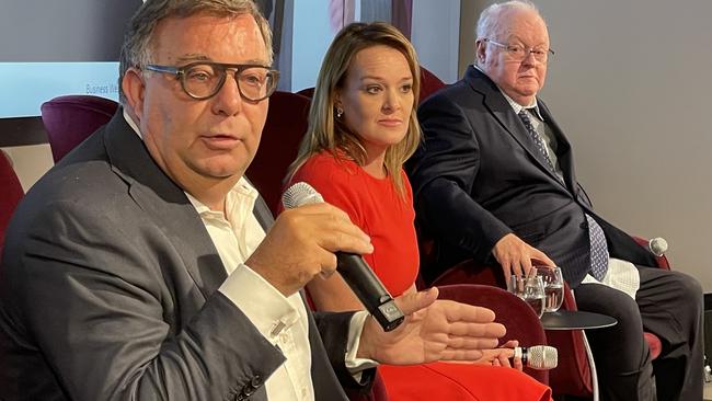 Michael Photios, Fiona Scott and Graham Richardson at the Business Western Sydney lunch and debate at Parramatta Square.