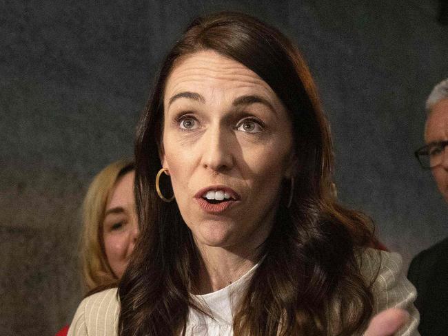 New Zealand Prime Minister Jacinda Ardern speaks to the media a day after her landslide election win, in Auckland on October 18, 2020. (Photo by Marty MELVILLE / AFP)