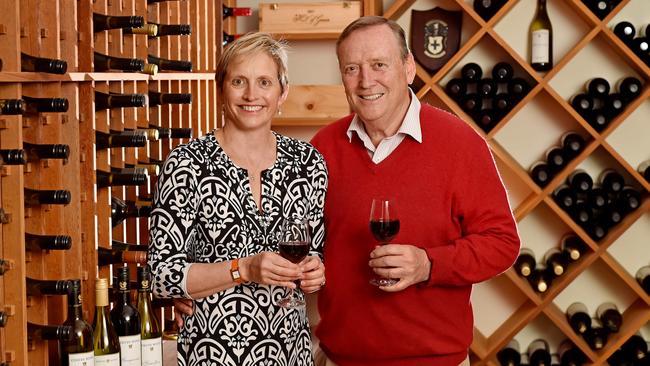 Robyn Smiles and John Colvin in their wine cellar at Mosman. Colvin Wines won three awards at the recent Hunter Valley Boutique Winemakers Show 2018. Picture: AAP IMAGE / Troy Snook