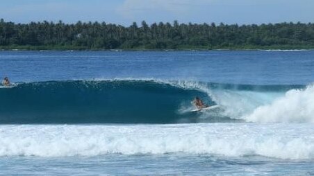 Brian Willy surfing of the island of Simeulue on a wave named after his son.