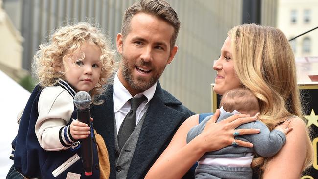 The couple with children James and Ines at a ceremony honouring Reynolds with a star on the Hollywood Walk of Fame in Los Angeles. Picture: Axelle/Bauer-Griffin/FilmMagic