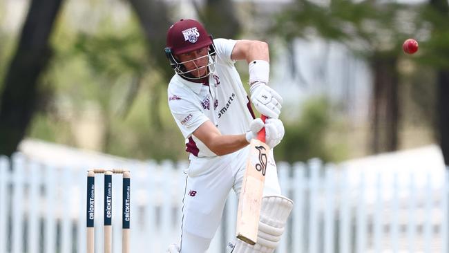 BRISBANE, AUSTRALIA - OCTOBER 23: Marnus Labuschagne of Queensland bowls during the Sheffield Shield match between Queensland and South Australia at Allan Border Field, on October 23, 2024, in Brisbane, Australia. (Photo by Chris Hyde/Getty Images)