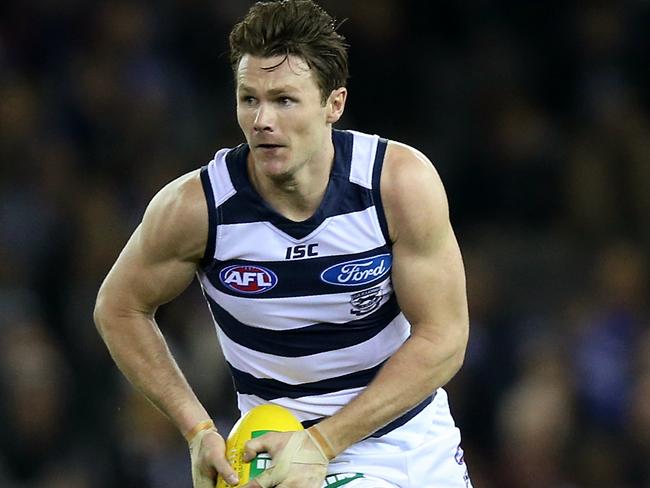 AFL Round 12. Geelong v North Melbourne at Etihad Stadium. Patrick Dangerfield racks up another possession and centre clearance . Pic: Michael Klein