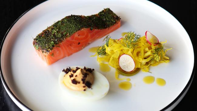 The trout and devilled egg. Picture Rebecca Michael.