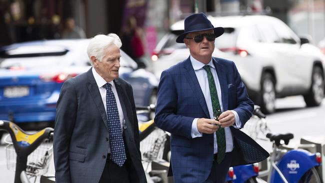 Former rich lister and property developer Craig Gore arrives at the Brisbane Supreme Court with defence lawyer Terry Fisher, of Fisher Dore. Picture: Attila Csaszar.