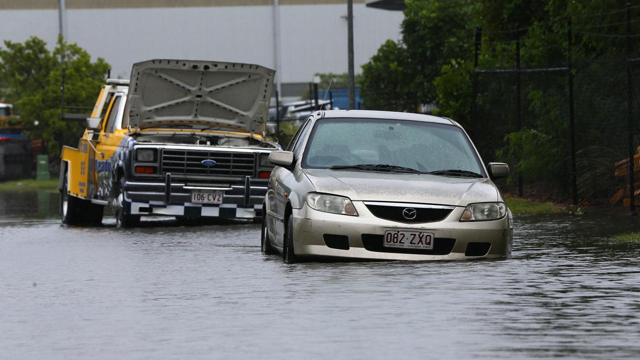 Localised flooding in Pinkenba, Brisbane. Picture: David Clark