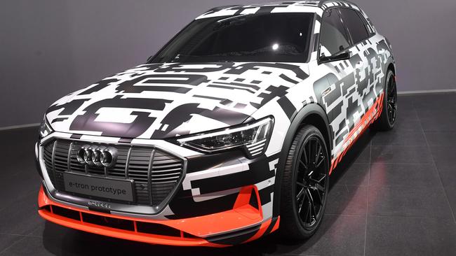 The Audi e-tron prototype car at Geneva. Picture: AFP.