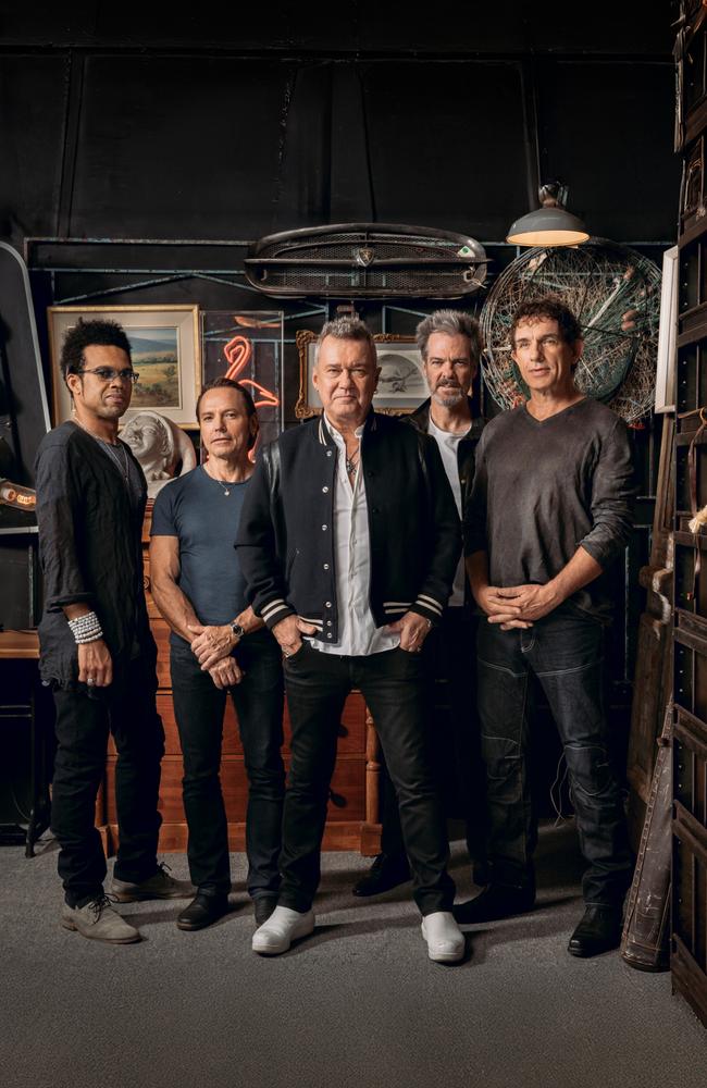 Cold Chisel kick off their 50th anniversary tour this week. L-R: Charley Drayton, Phil Small, Jimmy Barnes, Don Walker and Ian Moss. Picture: Daniel Boud.