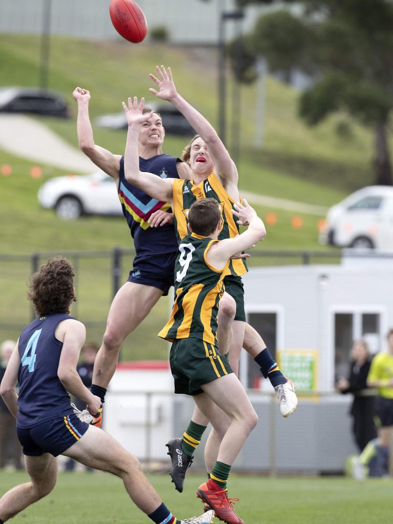 Action from the SATIS football grand final between Guilford Young College and St Patrick’s College. Picture: Chris Kidd