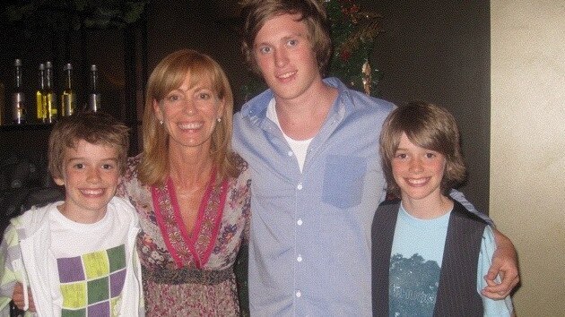 Kerry Armstrong with her sons Cal, Sam and Jai.