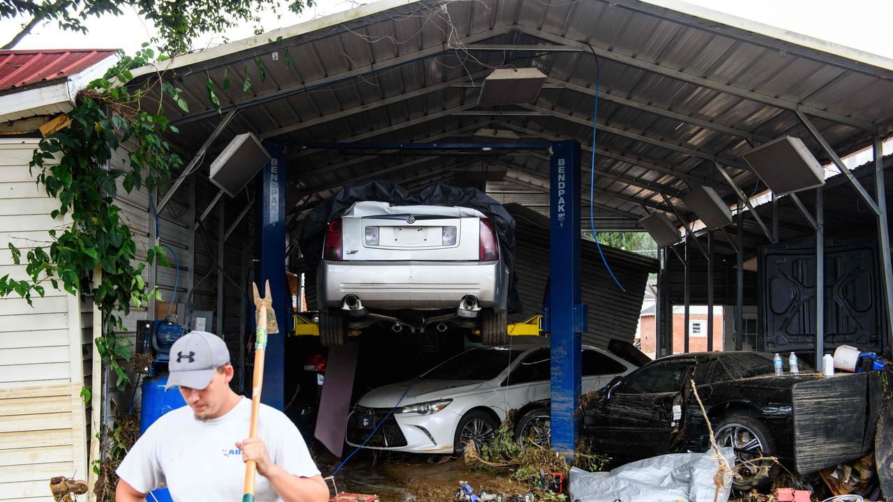 Vehicles damaged from flooding and debris are seen in the aftermath of Hurricane Helene on September 29, 2024 in Old Fort, North Carolina. Picture: Melissa Sue Gerrits/Getty Images/AFP