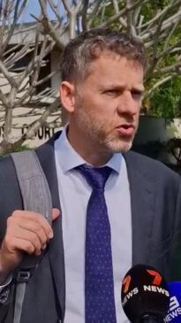 Byron Shire Mayor Michael Lyon speaks outside Tweed court on Tuesday