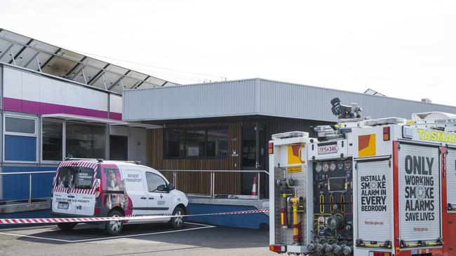 Fire at Tasmanian Veterinary Hospitals Bellerive. Picture: Caroline Tan