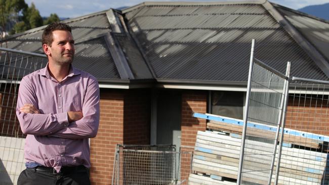 Sam Plaschke, general manager of Wilsons Homes at property on Sattler St, Gagebrook, which copped $150,000 worth of damage after teenagers allegedly broke in and set the property alight. Picture: Navarone Farrell