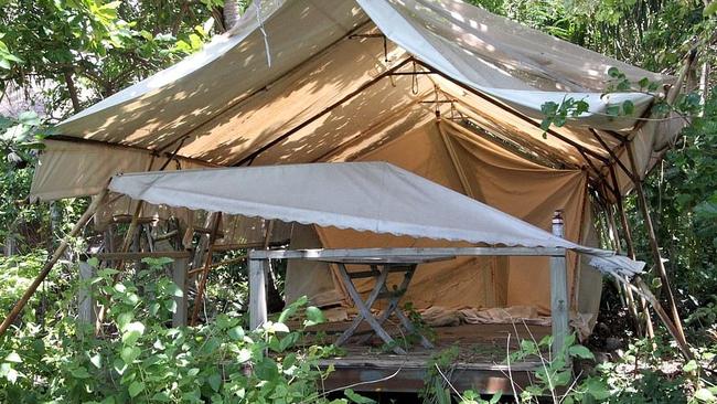 A decaying tent structure on Double Island off the coast of Palm Cove. Picture: Supplied