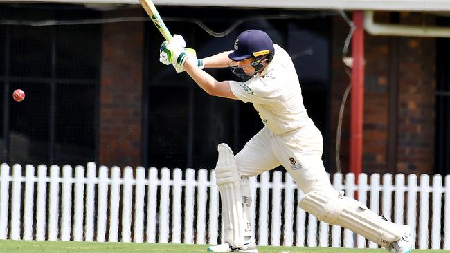 UQ batsman Bryce Street First grade cricket final between UQ and Redlands Saturday March 25, 2023. Picture, John Gass