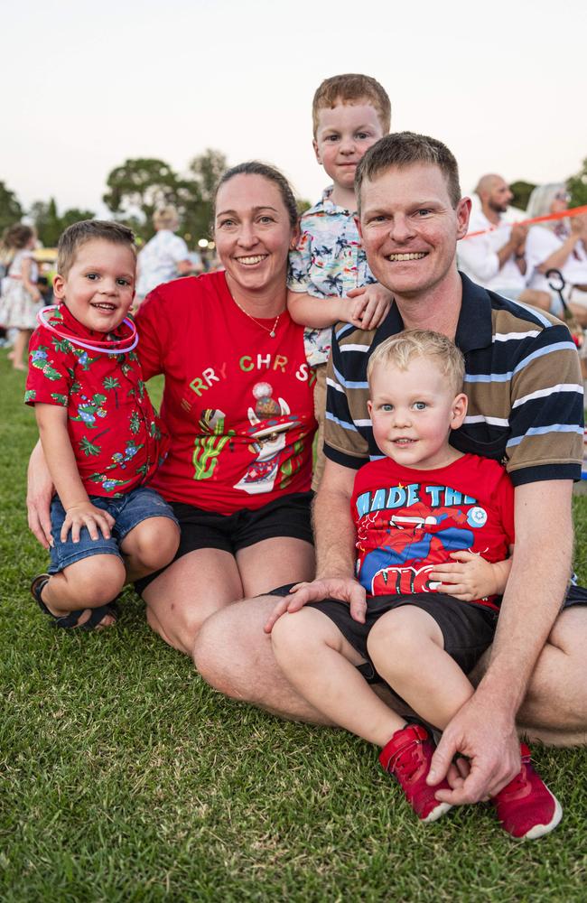 At Triple M Mayoral Carols by Candlelight are (from left) Jacob Storey, Amy Edwards, Henry Edwards, Bart Edwards and Lachlan Edwards, Sunday, December 8, 2024. Picture: Kevin Farmer