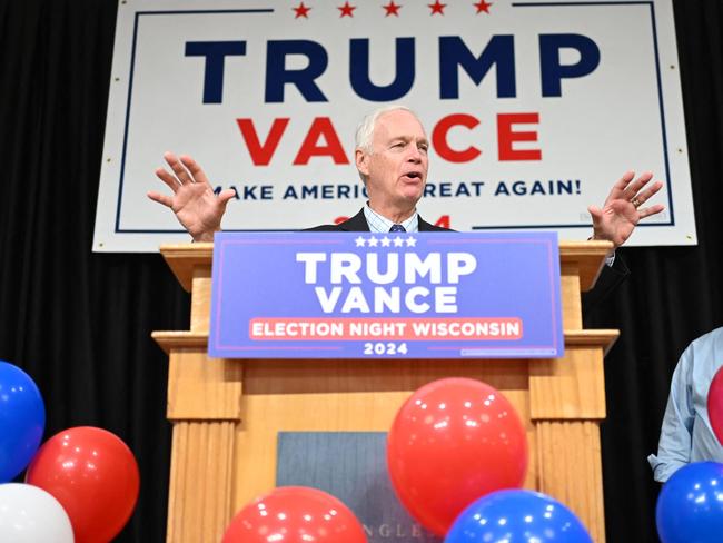 US Senator Ron Johnson speaks at a Republican watch party at Ingleside Hotel in Pewaukee, Wisconsin. Picture: AFP.